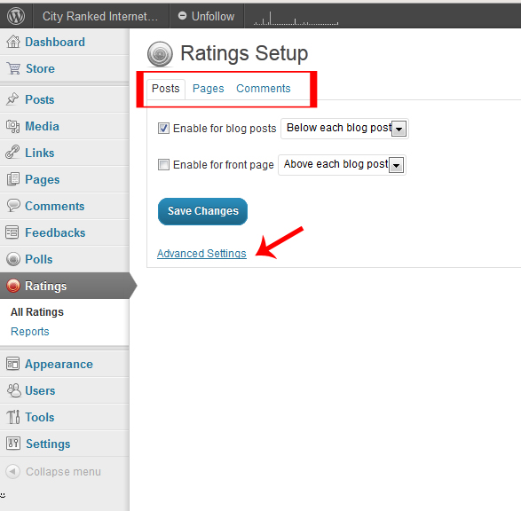 WordPress Rating Screen