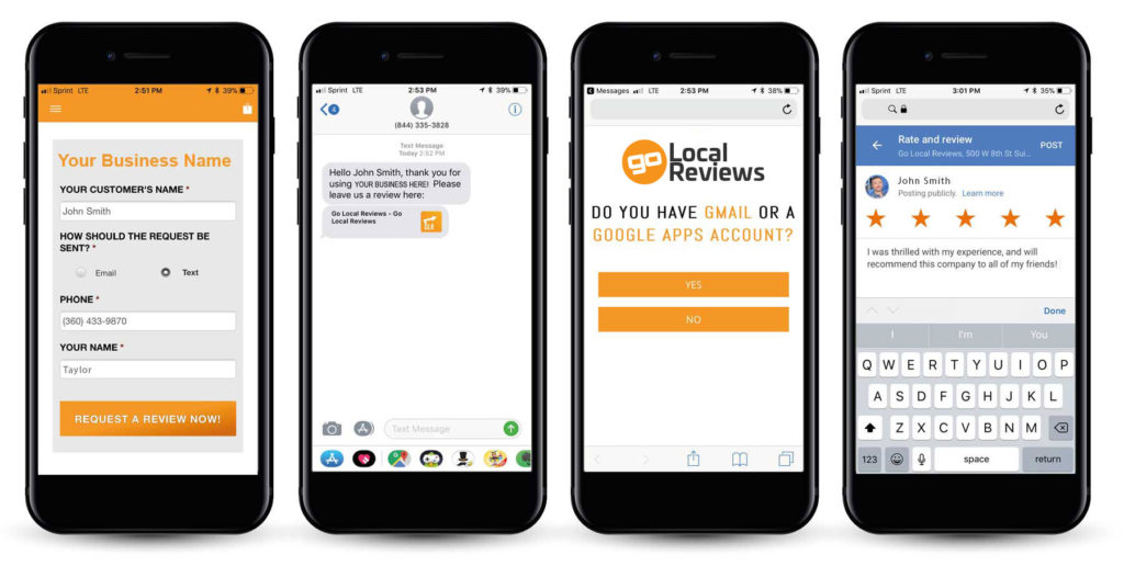 Examples of the Go Local Reviews App by City Ranked Media Inc in Vancouver WA