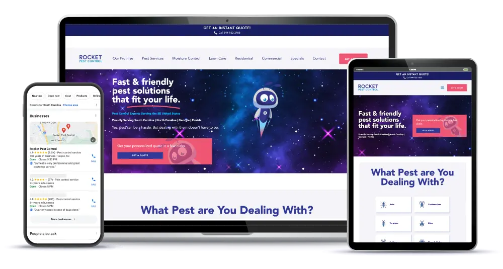 Pest Control Advertising - Digital Marketing for Rocket Pest Control - Design by City Ranked