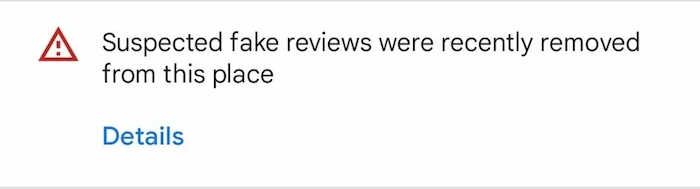 Google fake reviews were recently removed from this place banner